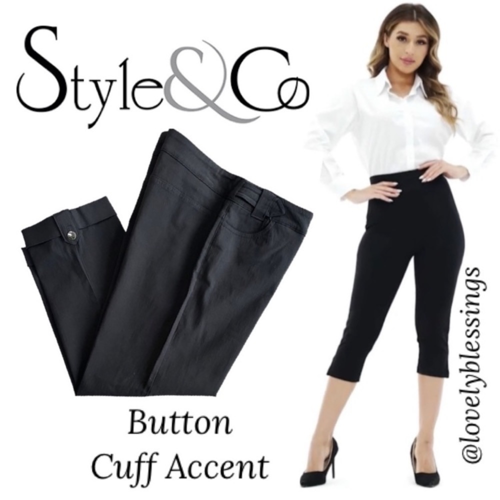 Cropped Cuffed Hem Black Dress Pants Dressy Black Crop Capri Pant Size 10